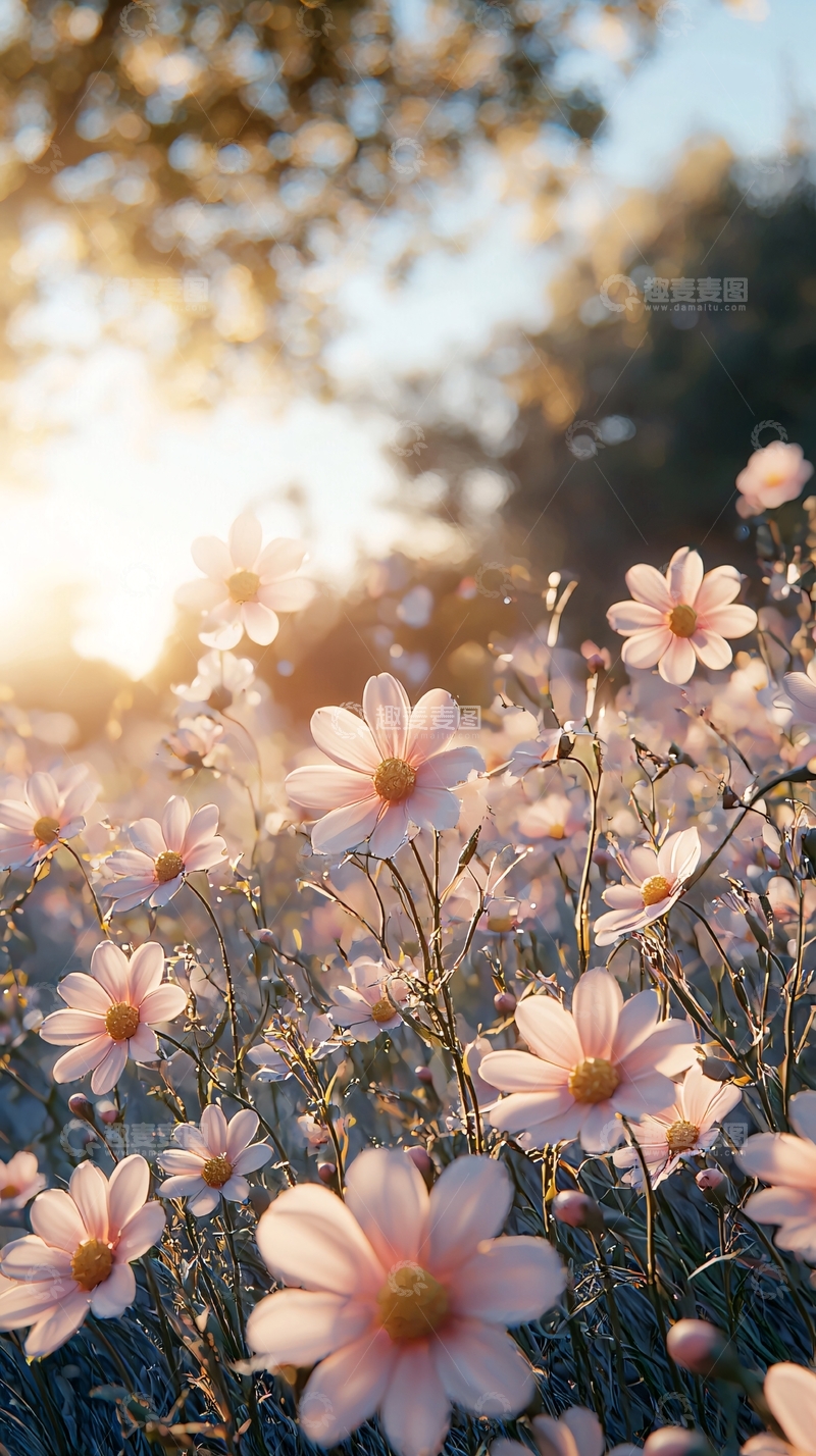 高清大图下载【趣麦麦图】粉色雏菊的田野