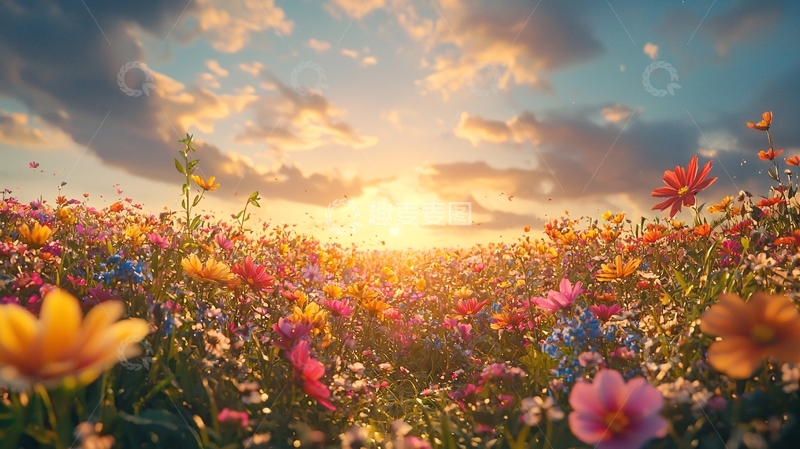 高清大图下载【趣麦麦图】繁花盛开的田野