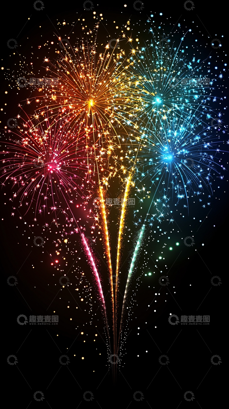 高清大图下载【趣麦麦图】绚丽多彩的烟花在夜空中绽放
