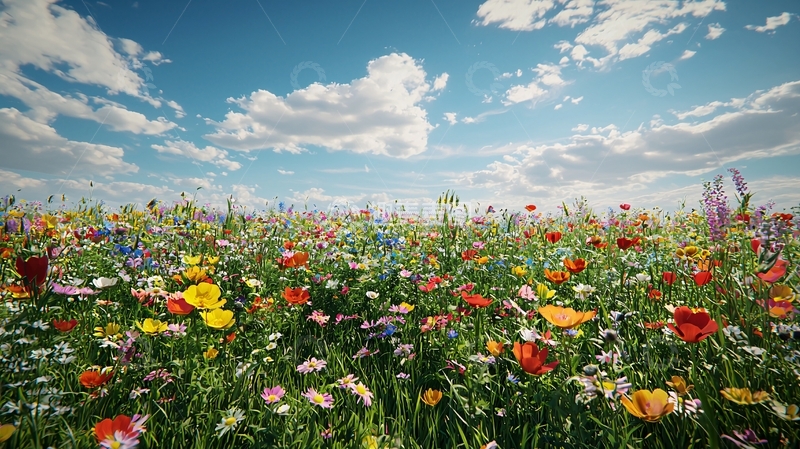 高清大图下载【趣麦麦图】彩色野花田