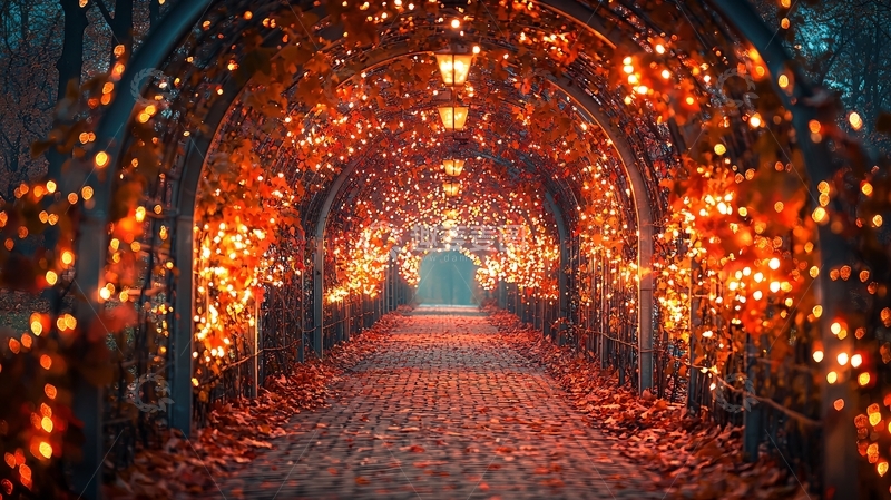 高清大图下载【趣麦麦图】浪漫灯光隧道