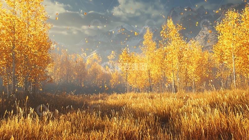 高清大图下载【趣麦麦图】秋日森林金色阳光