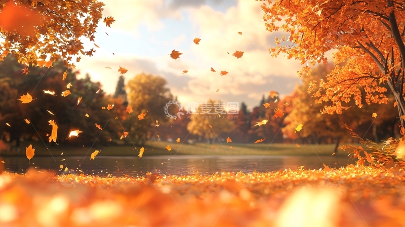 高清大图下载【趣麦麦图】秋日落叶唯美景色