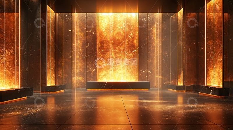 高清大图下载【趣麦麦图】金色光束照亮黑暗空间