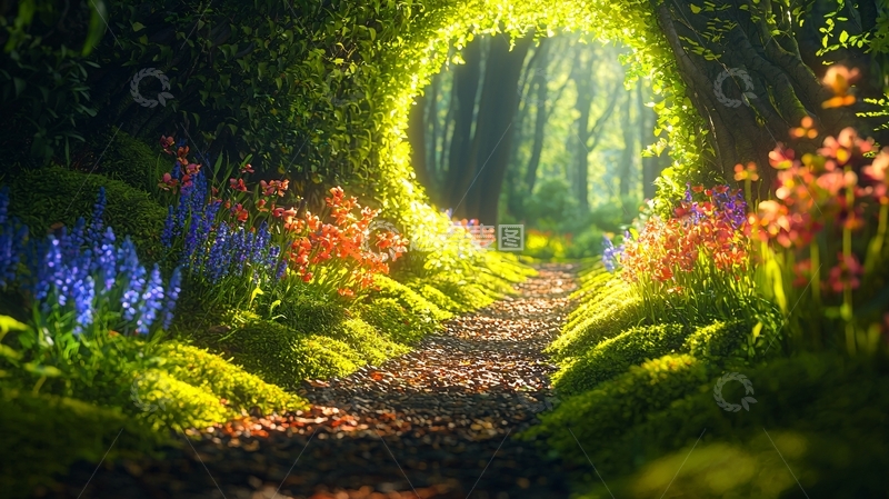 高清大图下载【趣麦麦图】绿意盎然的森林入口