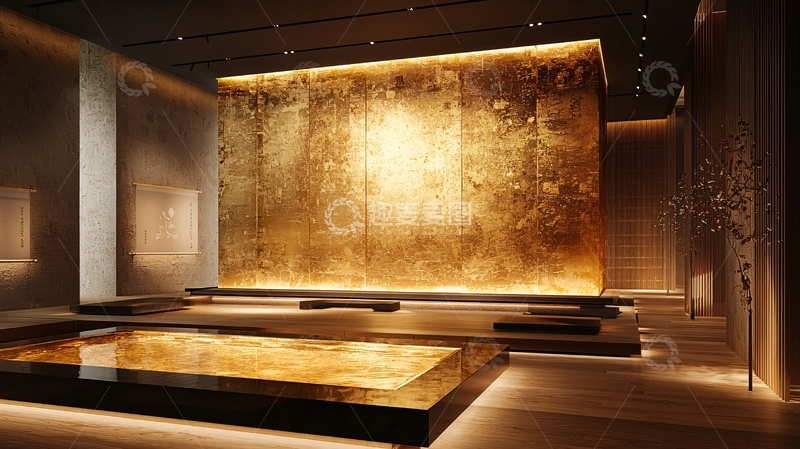 高清大图下载【趣麦麦图】金色背景墙的奢华空间