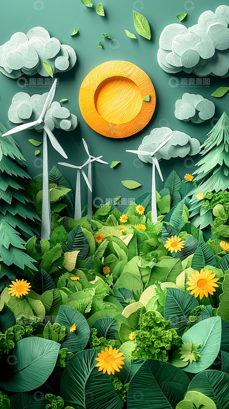 高清大图下载【趣麦麦图】绿色环保能源立体场景