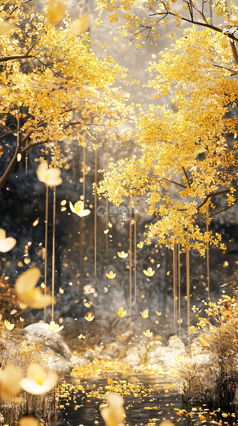 高清大图下载【趣麦麦图】金秋落叶森林