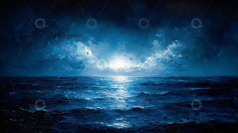 高清大图下载【趣麦麦图】波光粼粼的夜间海面