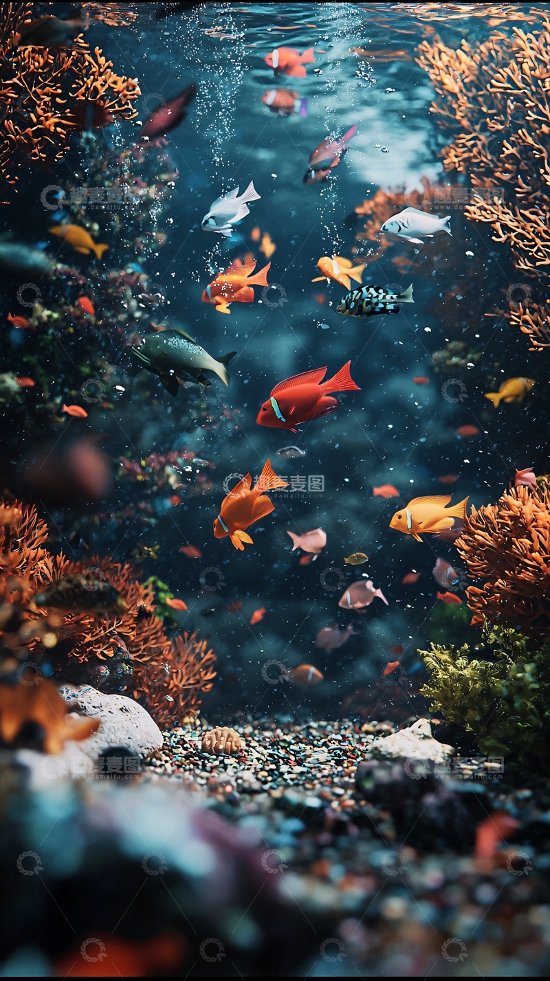 高清大图下载【趣麦麦图】珊瑚礁鱼群