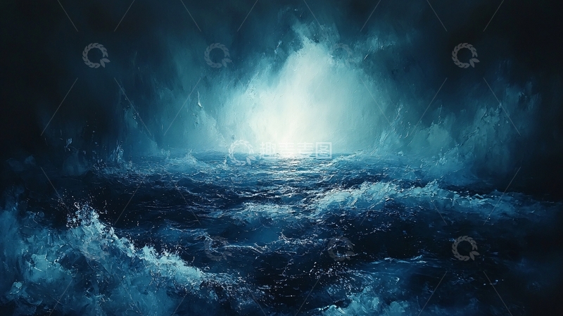 高清大图下载【趣麦麦图】暴风雨海面上的光