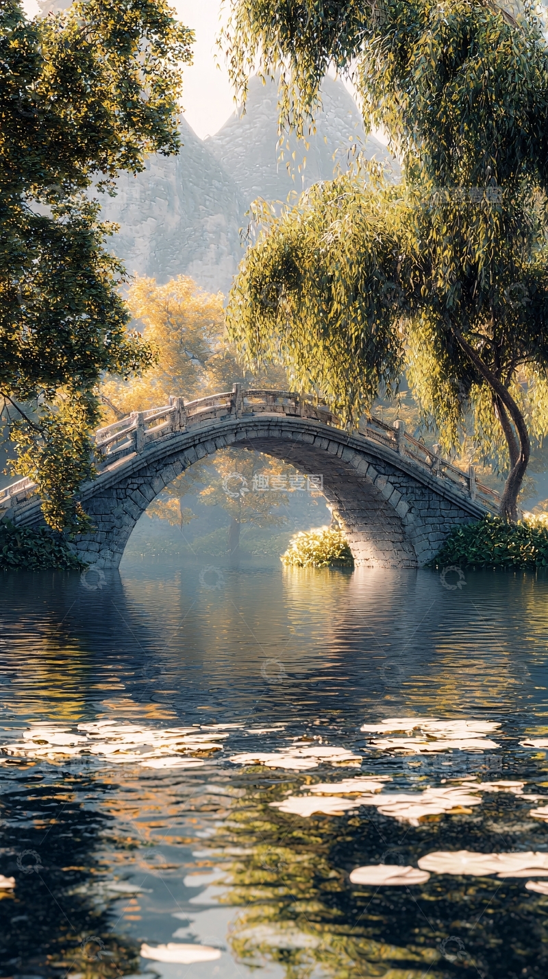 高清大图下载【趣麦麦图】古桥流水