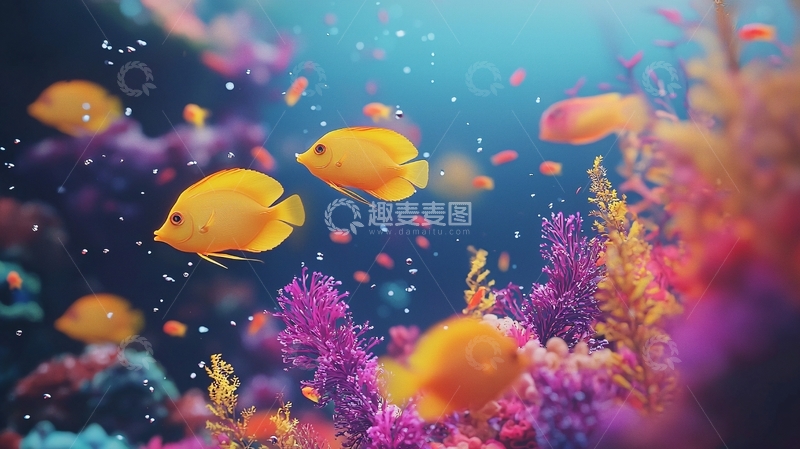 高清大图下载【趣麦麦图】热带鱼群珊瑚礁海洋