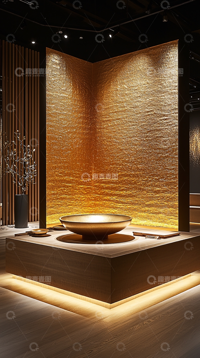 高清大图下载【趣麦麦图】金色墙面艺术装置