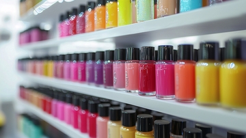 色彩缤纷的指甲油陈列