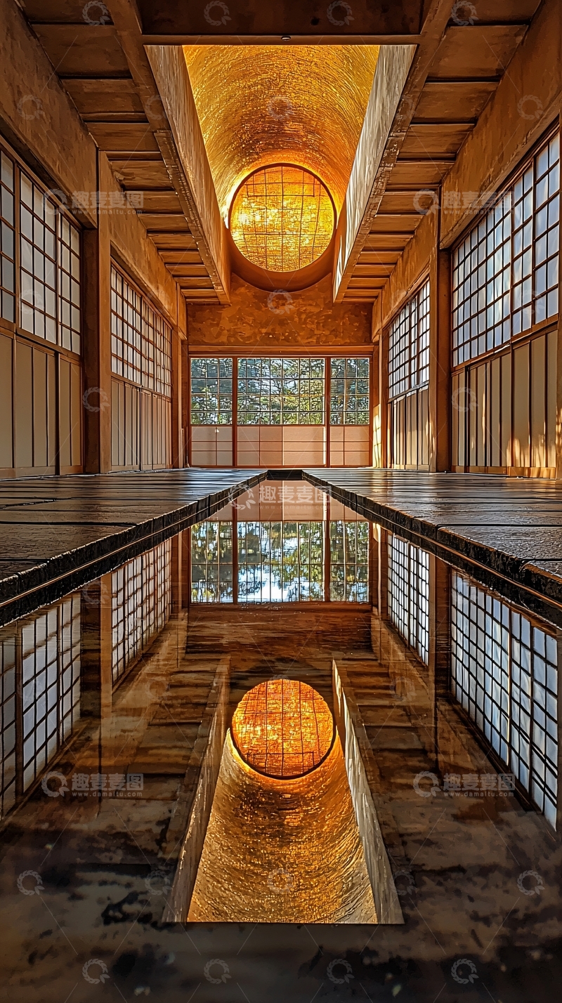 高清大图下载【趣麦麦图】对称结构房屋建筑内景
