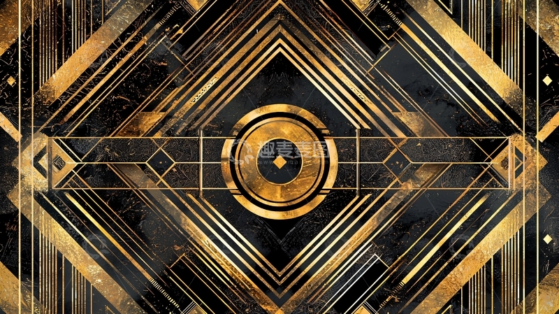 高清大图下载【趣麦麦图】金色几何艺术装饰画