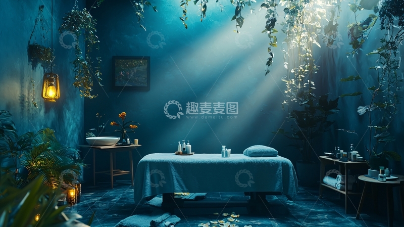 高清大图下载【趣麦麦图】神秘蓝色水疗室