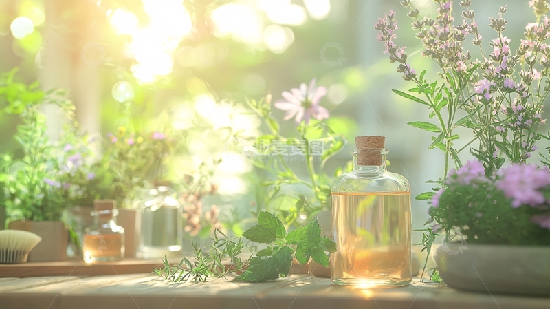 高清大图下载【趣麦麦图】阳光下的植物精油