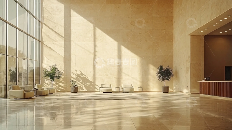 高清大图下载【趣麦麦图】大厅阳光洒入的空旷空间