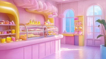 粉色甜品店梦幻场景