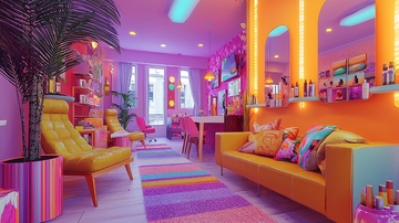 梦幻霓虹色美发沙龙