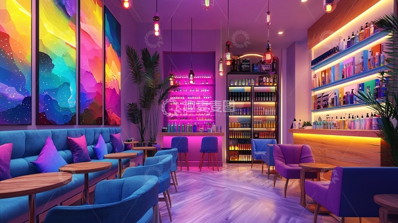 高清大图下载【趣麦麦图】霓虹灯酒吧室内设计