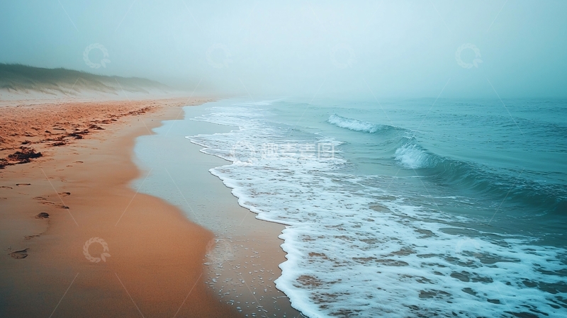 高清大图下载【趣麦麦图】雾气笼罩的海岸线