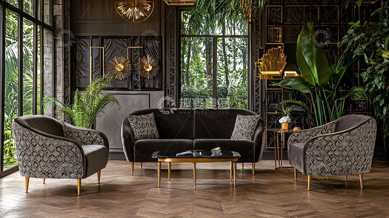 高清大图下载【趣麦麦图】现代轻奢客厅沙发组合