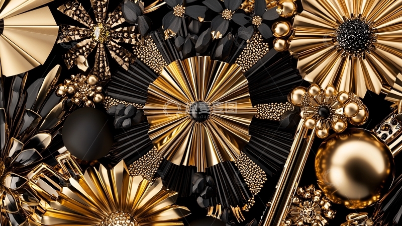 高清大图下载【趣麦麦图】金色黑色几何图案