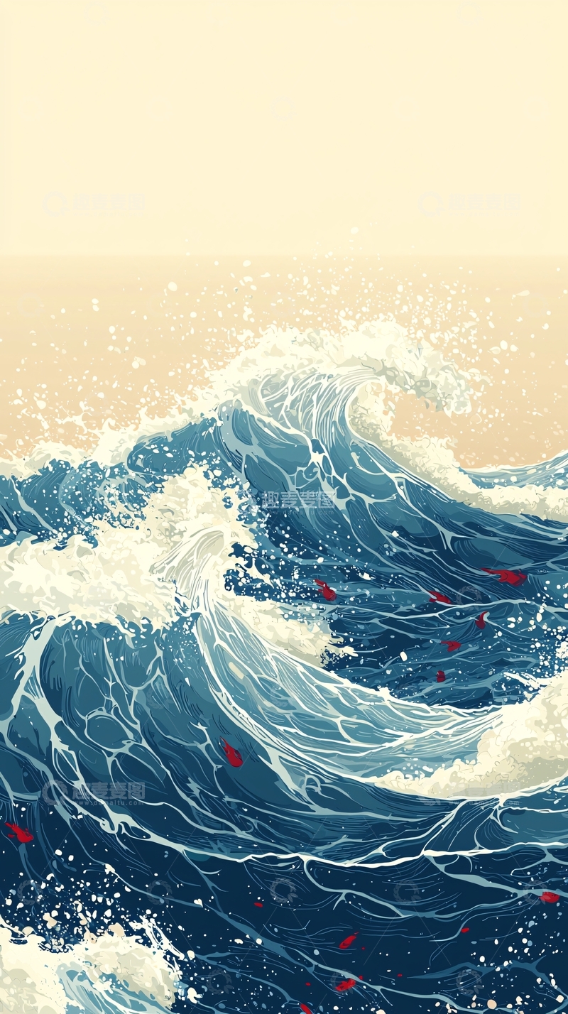 高清大图下载【趣麦麦图】海浪翻滚的蓝色水面