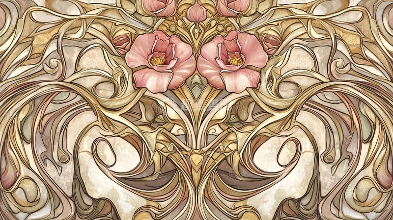 高清大图下载【趣麦麦图】金色花卉艺术装饰画