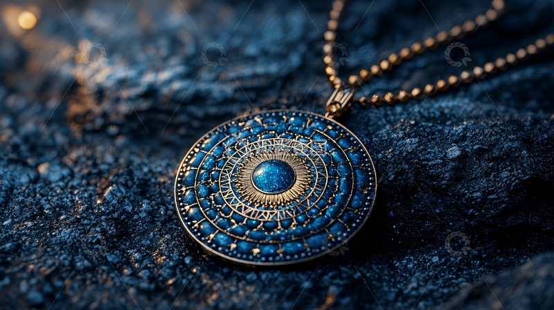 高清大图下载【趣麦麦图】深蓝色圆形吊坠