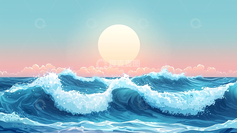 高清大图下载【趣麦麦图】平静海面上的日出