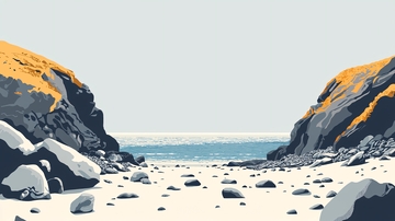 海滩岩石海岸线风景
