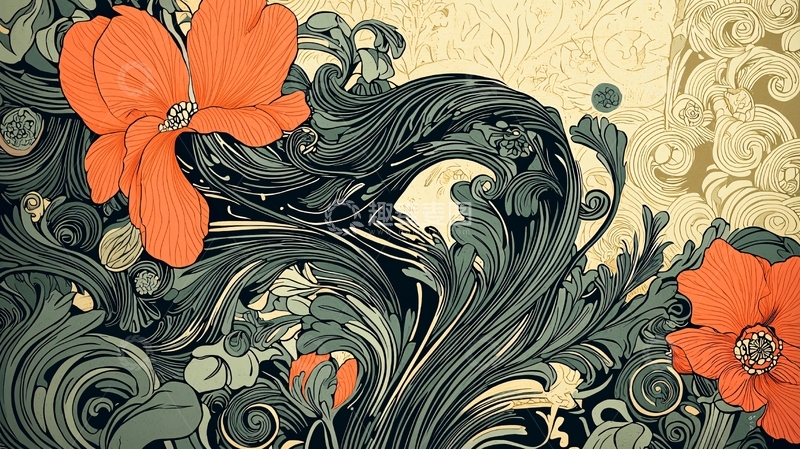 高清大图下载【趣麦麦图】复古花卉纹样1