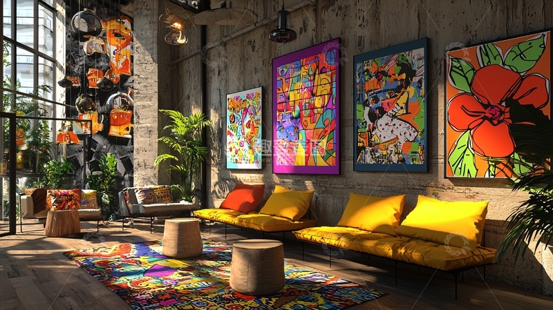 高清大图下载【趣麦麦图】工业风客厅10