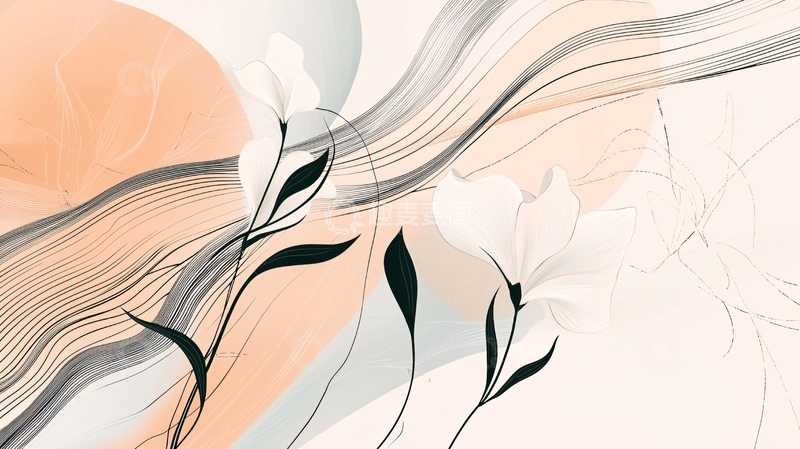 高清大图下载【趣麦麦图】抽象线条花卉