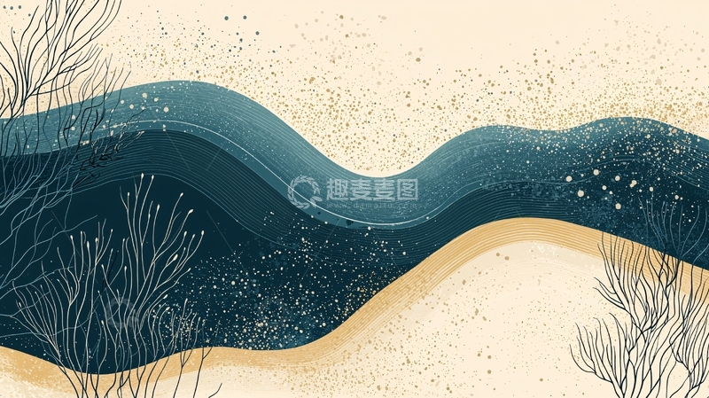 高清大图下载【趣麦麦图】创意河流在沙滩上流动