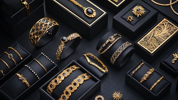 黑色背景金色首饰