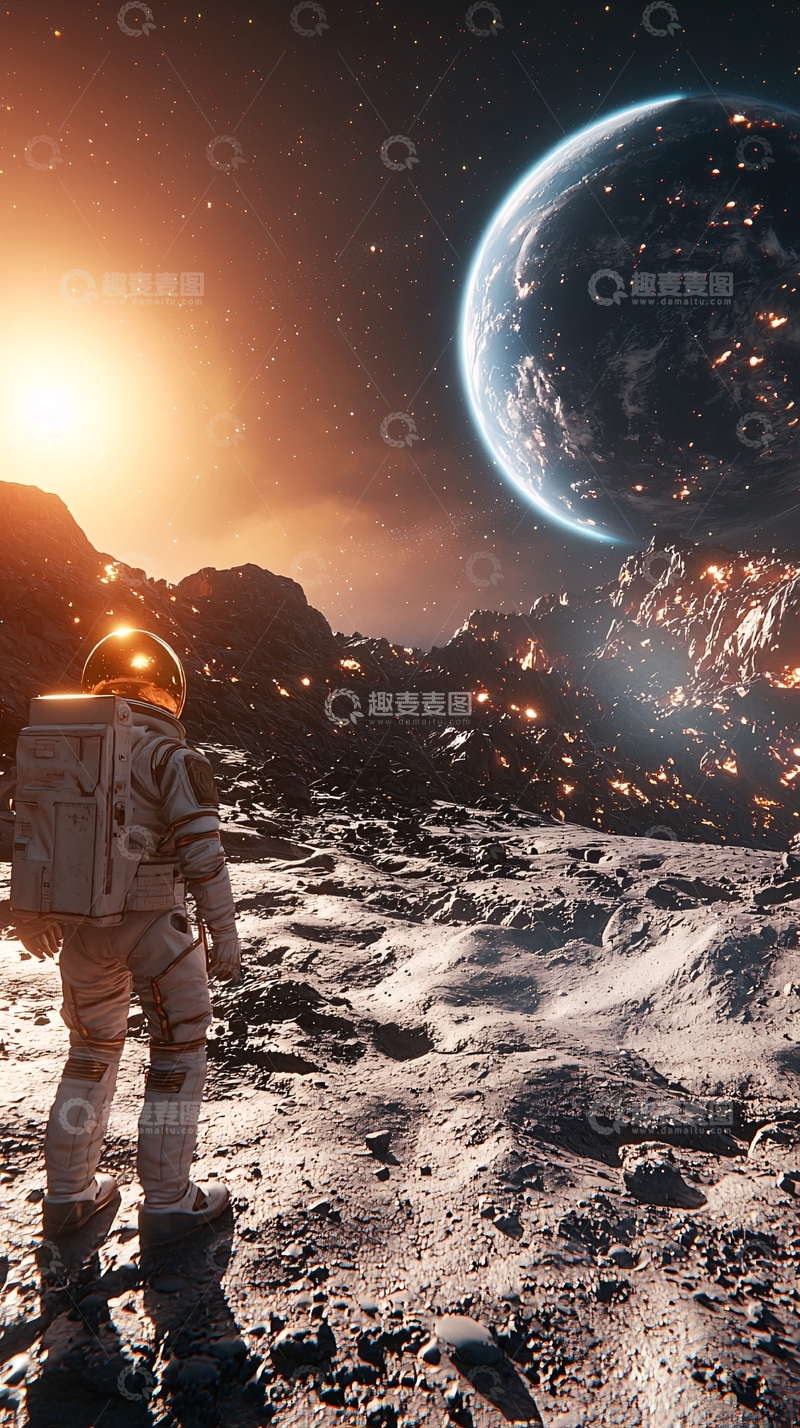 高清大图下载【趣麦麦图】宇航员太空探索