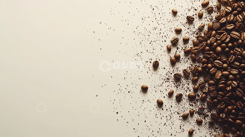 高清大图下载【趣麦麦图】咖啡豆与浅色背景