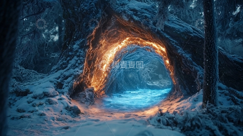 高清大图下载【趣麦麦图】冰雪覆盖的神秘洞穴