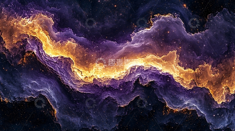 高清大图下载【趣麦麦图】金色紫色交织星云