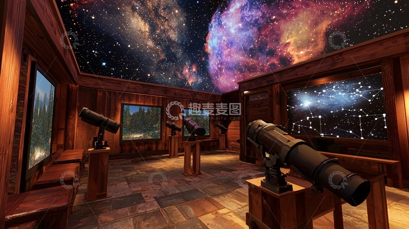 高清大图下载【趣麦麦图】木屋天文馆星际主题