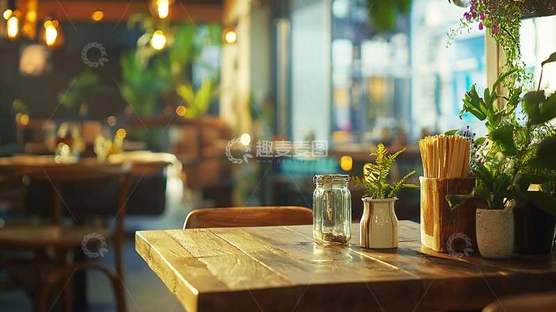 高清大图下载【趣麦麦图】温暖舒适的木质餐桌