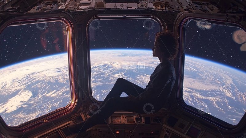 高清大图下载【趣麦麦图】太空宇航员地球景色