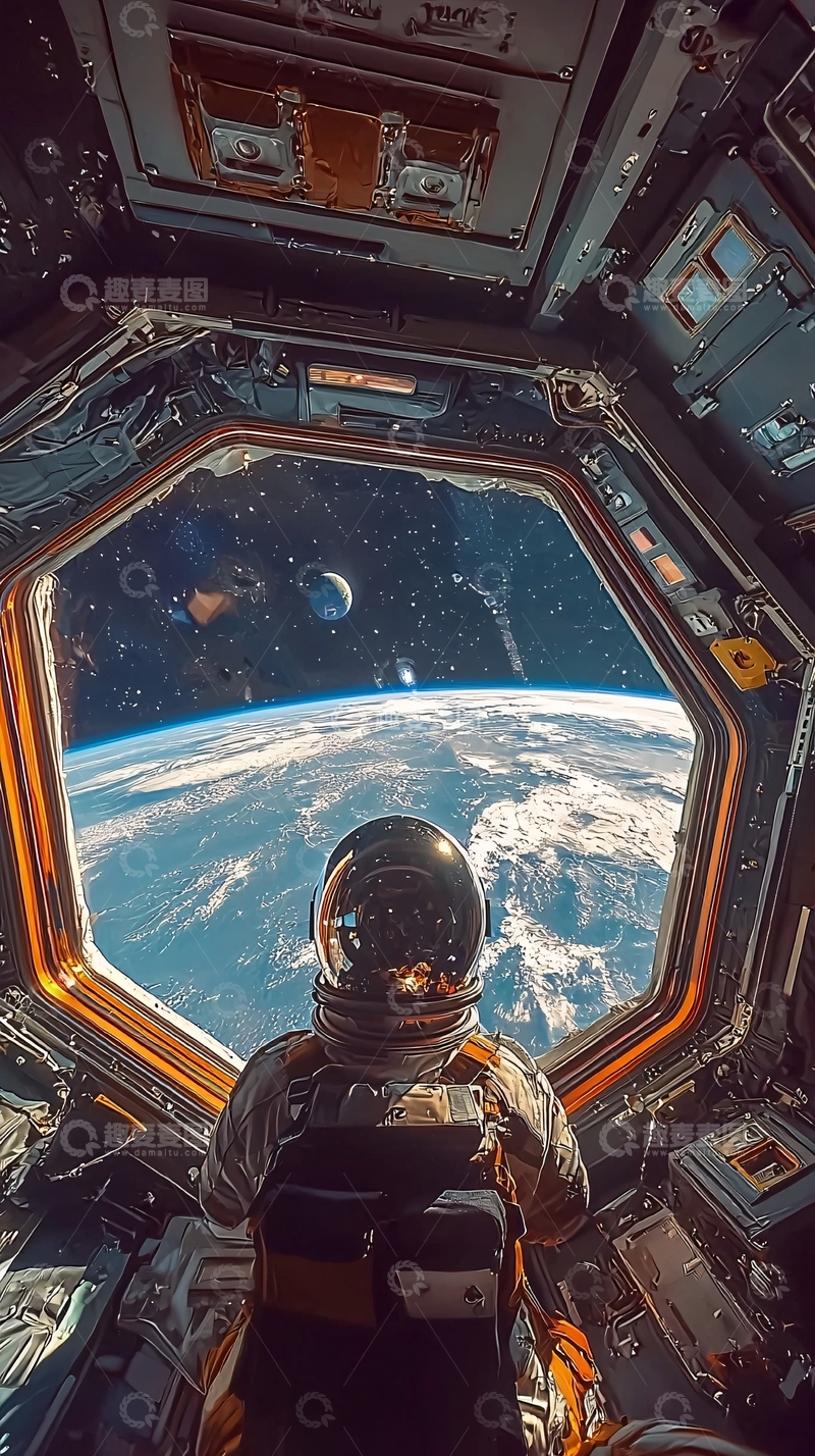 高清大图下载【趣麦麦图】太空宇航员地球视角