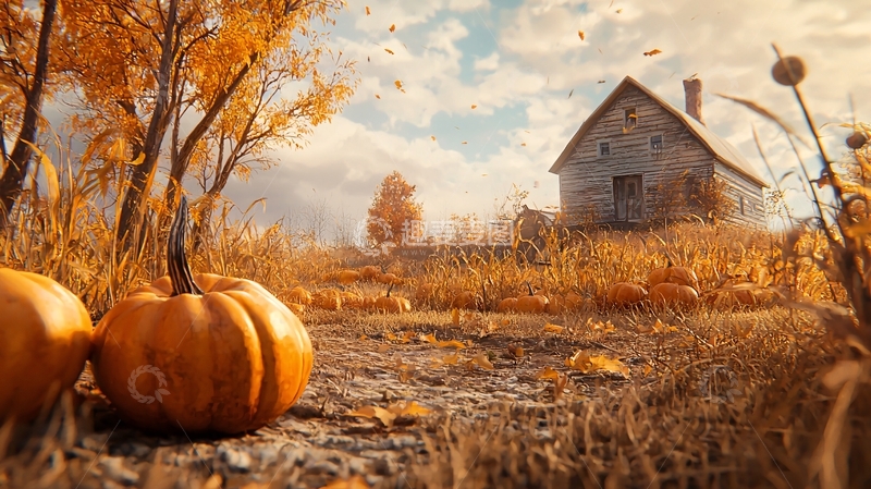 高清大图下载【趣麦麦图】秋日田园南瓜小屋