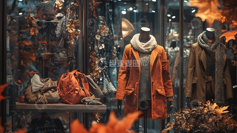 高清大图下载【趣麦麦图】秋季橱窗服装展示